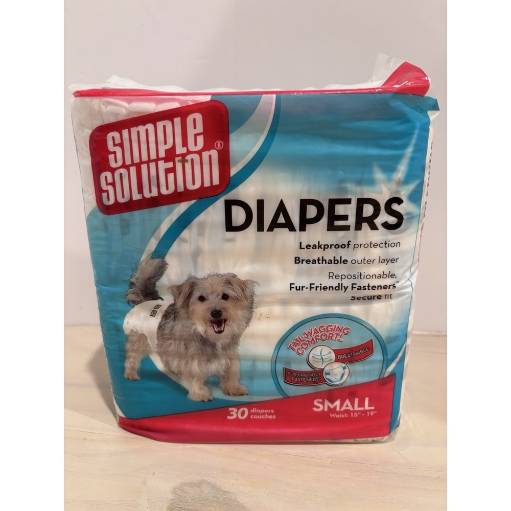 Simple Solution True Fit Dog Diapers Female Small 30 Count Disposable White